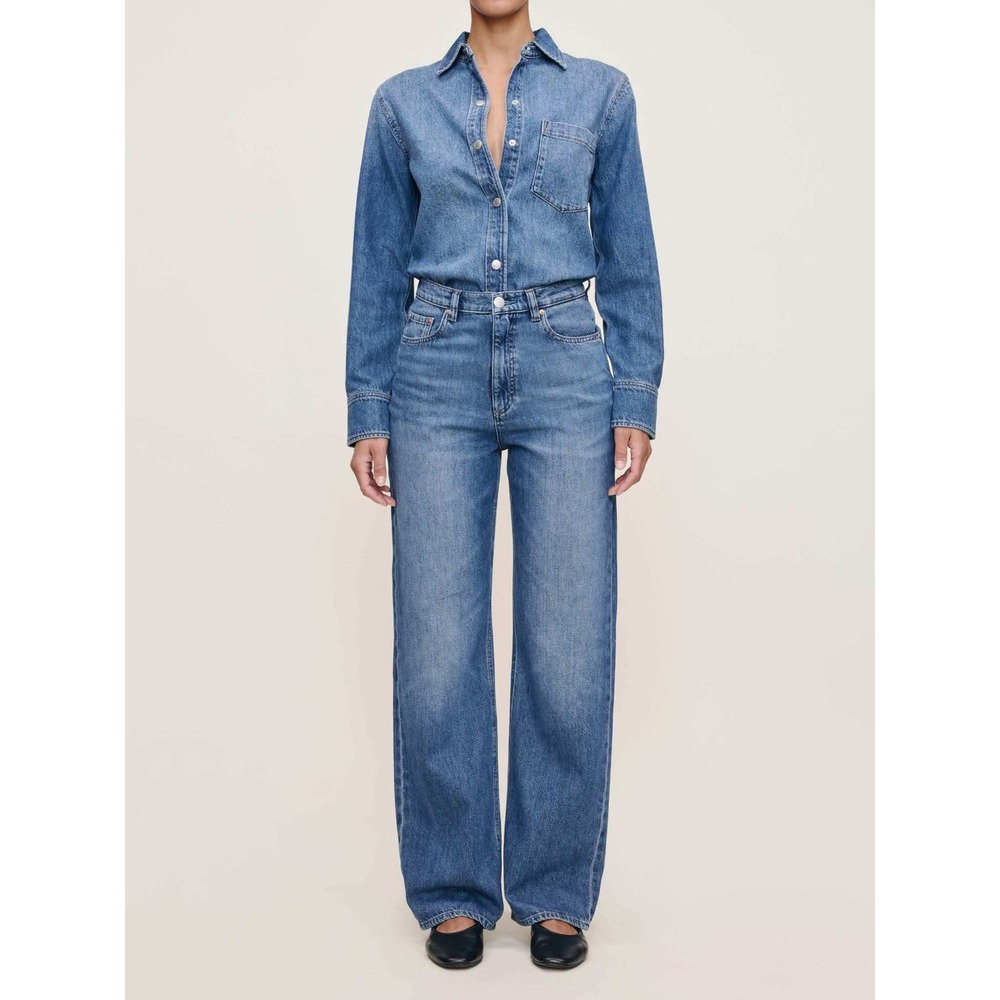 DL1961 Karmine Refined Wide Leg Jeans Womens 27 Blue Denim Tencel High Rise‎
